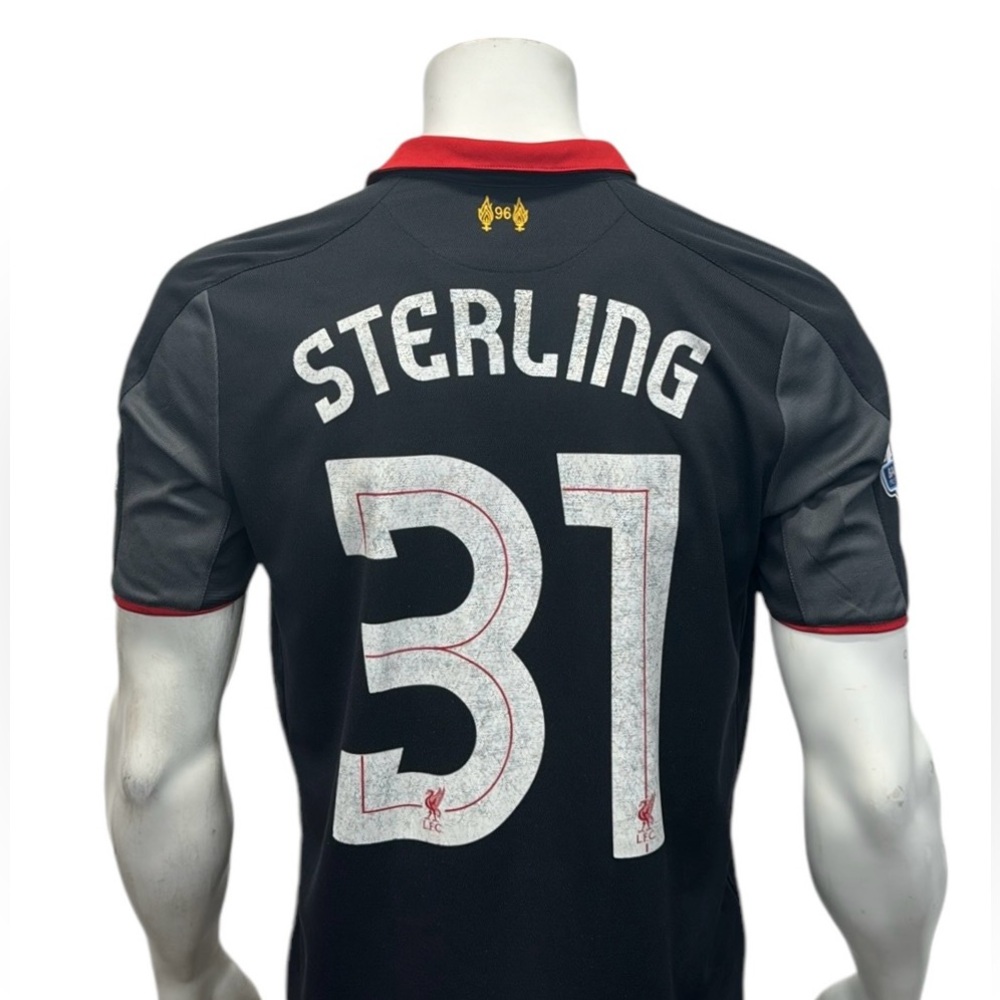 Liverpool LFC Raheem Sterling 2014-2015 Black Red Third Warrior Jersey Size MD - Picture 11 of 16